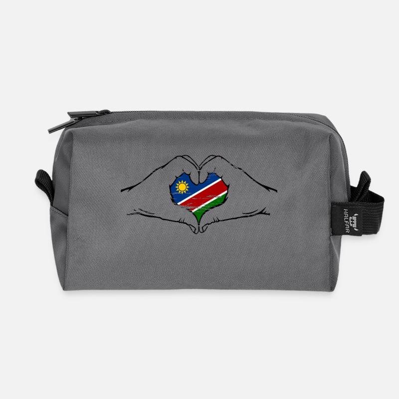 Namibia Flagge Herzform used - Recycelte Kulturtasche - Anthrazit