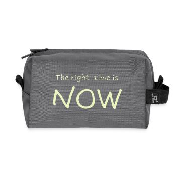 The right time is NOW - Recycled Toiletry Zip Bag - anthracite - Front