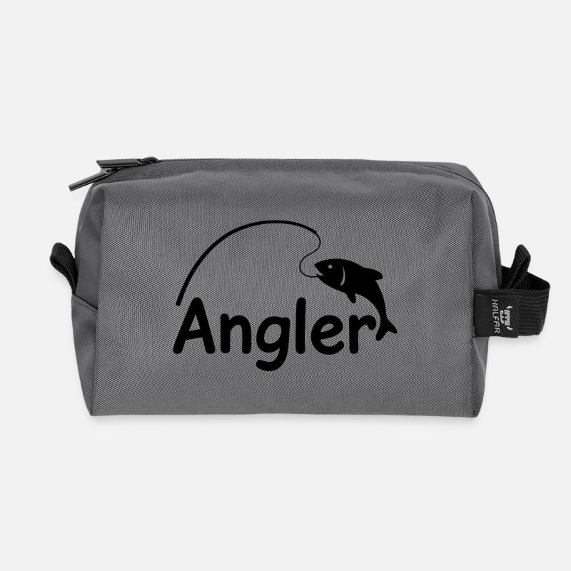 Angler mit Angel - Recycelte Kulturtasche - Anthrazit