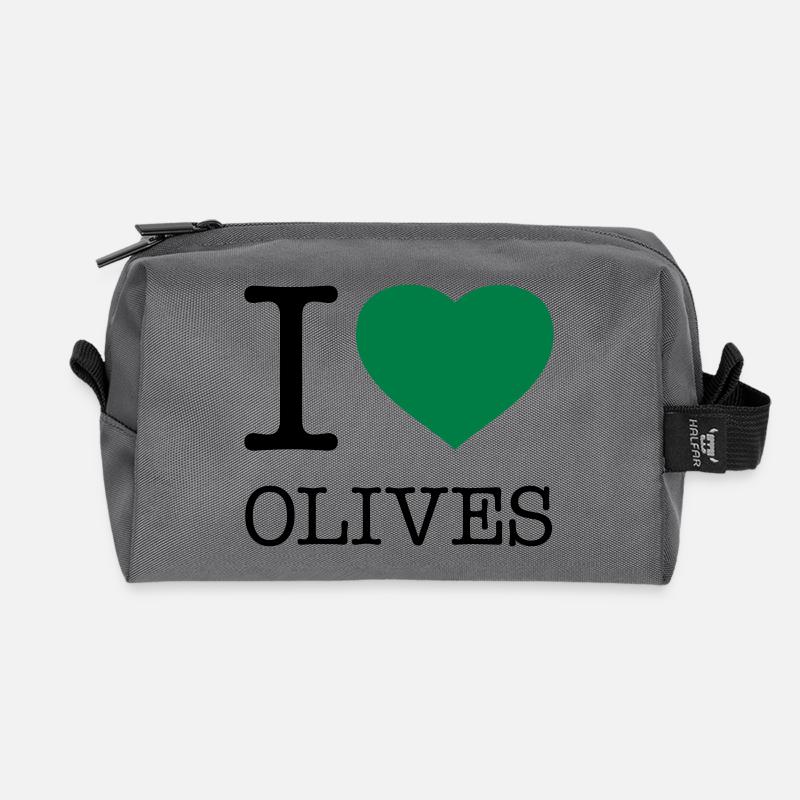 I LOVE OLIVES Oliven - Recycelte Kulturtasche - Anthrazit