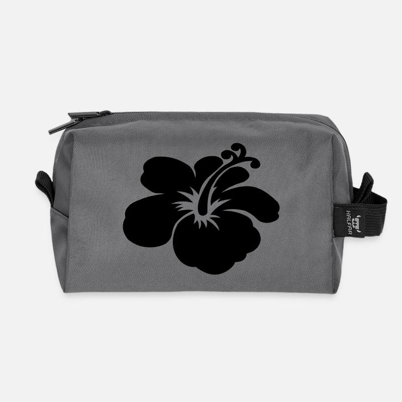 hibiscus - Recycled Toiletry Zip Bag - anthracite