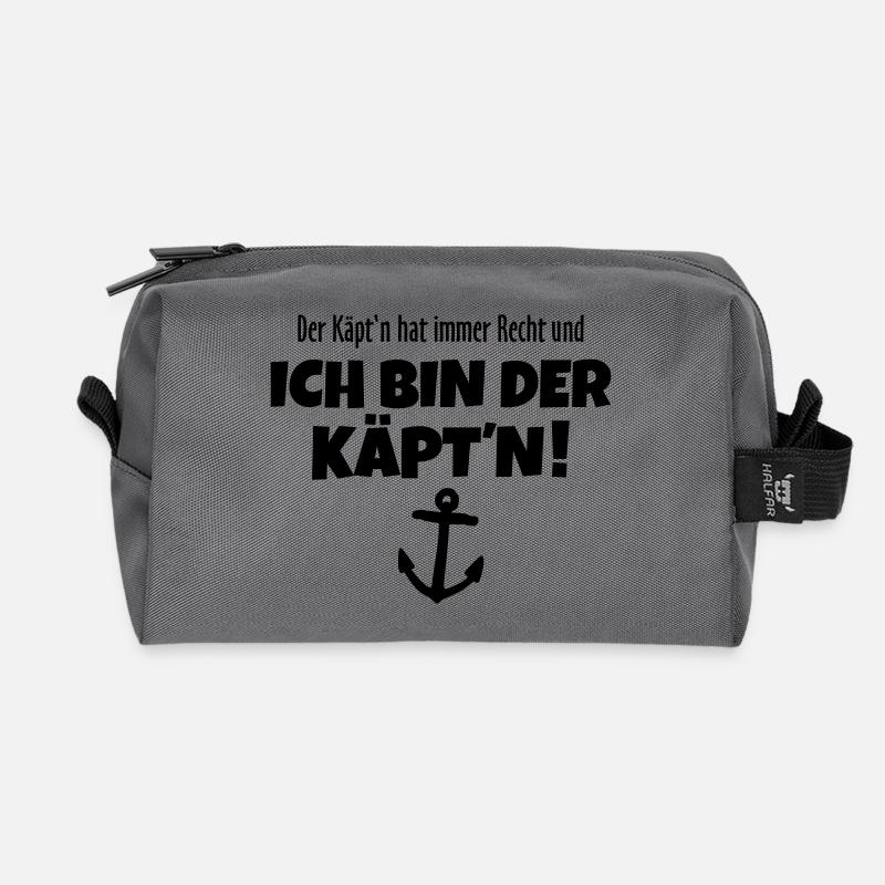 Der Käpt'n hat immer Recht Kapitän - Recycelte Kulturtasche - Anthrazit