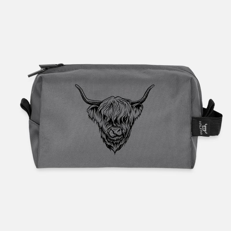 Yak beef highland cattle - Recycled Toiletry Zip Bag - anthracite