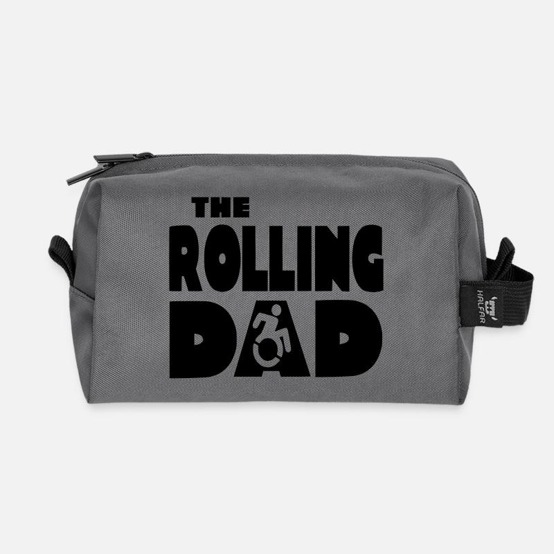 The Rolling Dad in a Wheelchair, Dad # - Recycled Toiletry Zip Bag - anthracite