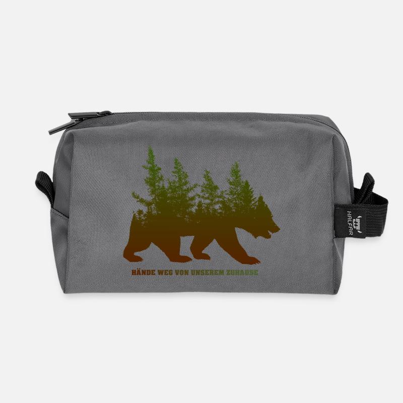 BÄR ZUHAUSE - Recycelte Kulturtasche - Anthrazit