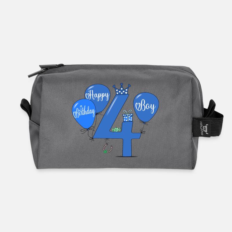 Happy Birthday 4 Boy - Recycelte Kulturtasche - Anthrazit