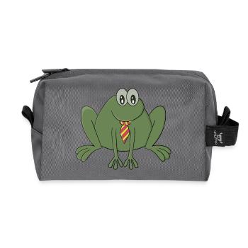 Frog with a tie - Recycled Toiletry Zip Bag - anthracite - Front