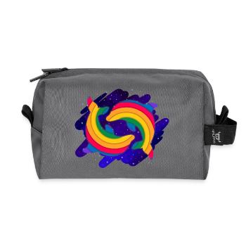 Regenbogen Delfine (Himmel) - Recycelte Kulturtasche - Anthrazit - Vorne