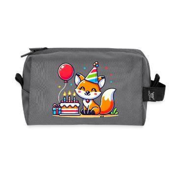 Fox Kid Celebrating Birthday - Recycelte Kulturtasche - Anthrazit - Vorne