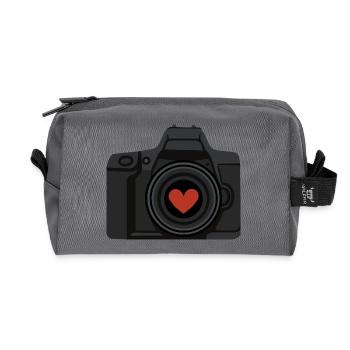 Photo love camera with a heart for true photography fans - Recycled Toiletry Zip Bag - anthracite - Front