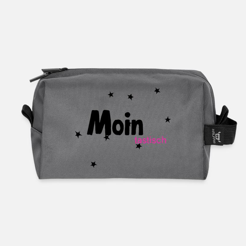 MOINtastisch Neon Pink Schriftzug - Recycelte Kulturtasche - Anthrazit