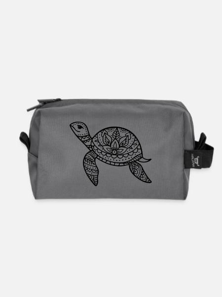 Boho Schildkröte Meer Illustration Boho Stil - Recycelte Kulturtasche - Anthrazit