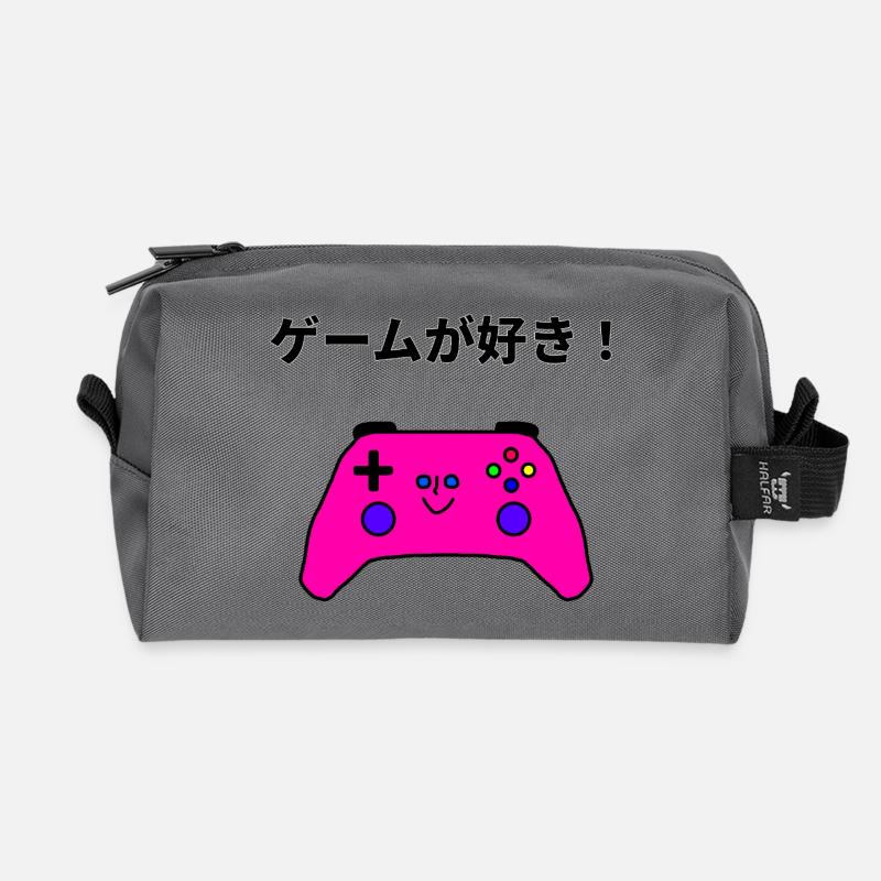 Kawaii Spielcontroller "Ich liebe Spiele!" - Recycelte Kulturtasche - Anthrazit