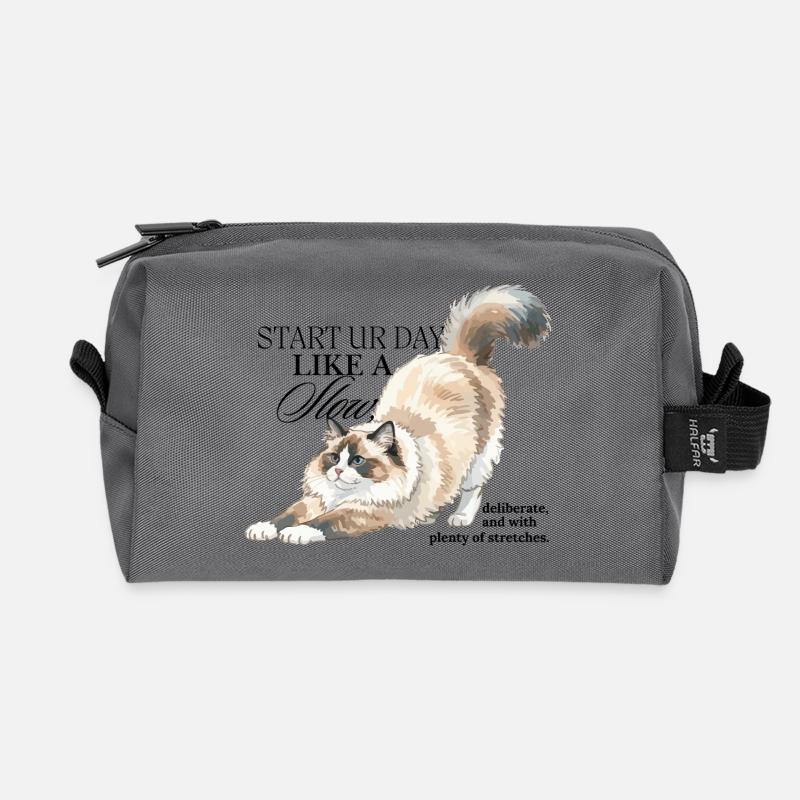 Cream Cat Stretch Illustration - Recycelte Kulturtasche - Anthrazit