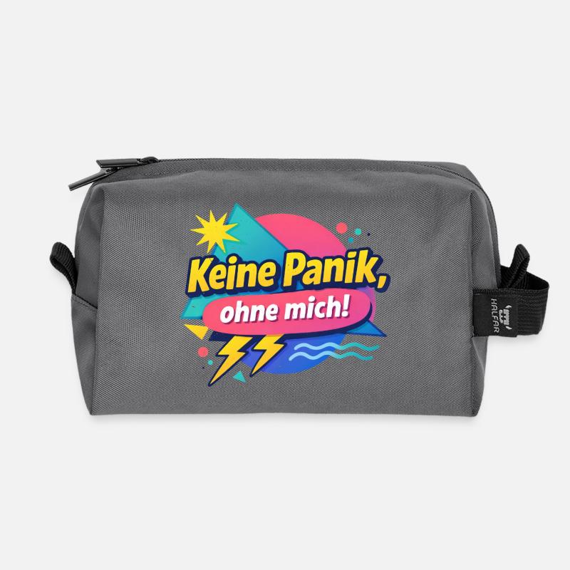Keine Panik ohne mich! - Recycelte Kulturtasche - Anthrazit