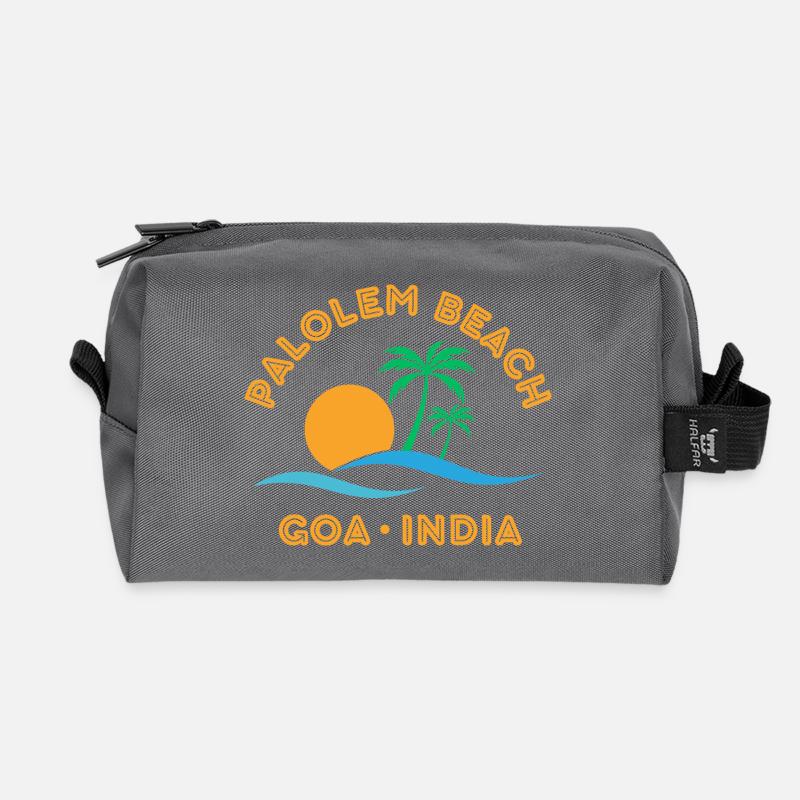 Palolem Beach Goa India Sunset - Recycled Toiletry Zip Bag - anthracite