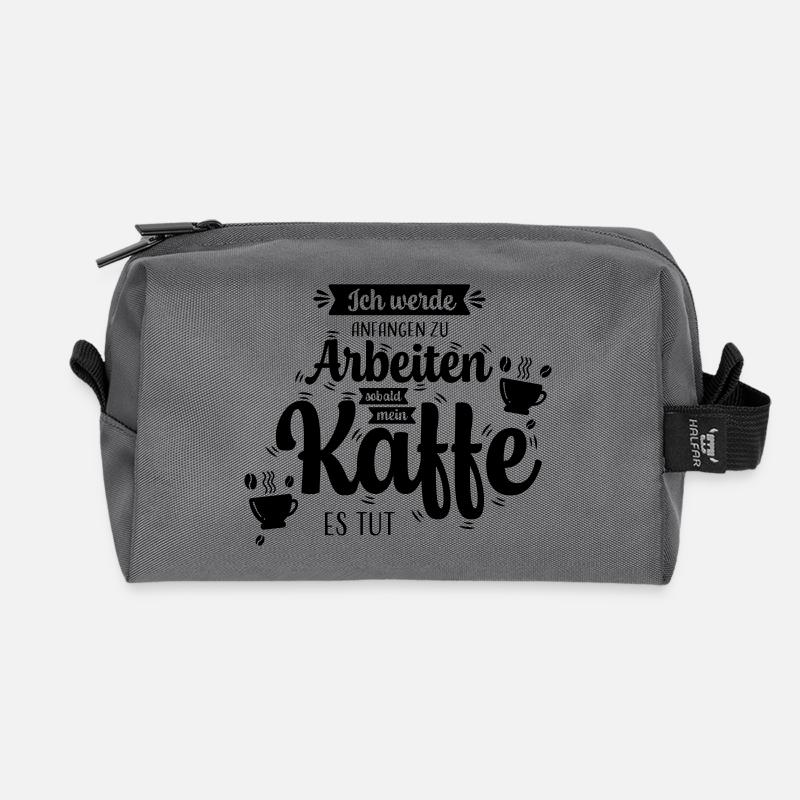 Kaffee_Spruch - Recycelte Kulturtasche - Anthrazit
