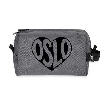 Oslo, Norwegen im Herz - Recycelte Kulturtasche - Anthrazit - Vorne