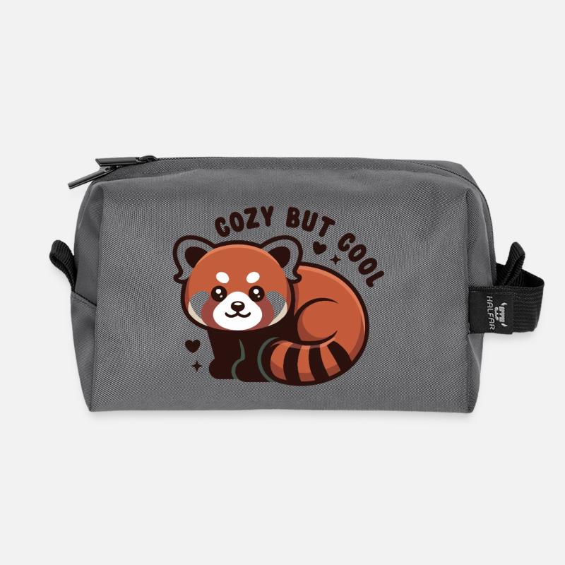 Cuddly Red Panda CUTE BUT COOL - Recycled Toiletry Zip Bag - anthracite