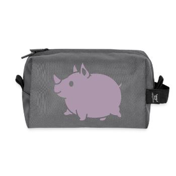 Kawaii Rhino Cute Cartoon Silhouette - Recycled Toiletry Zip Bag - anthracite - Front