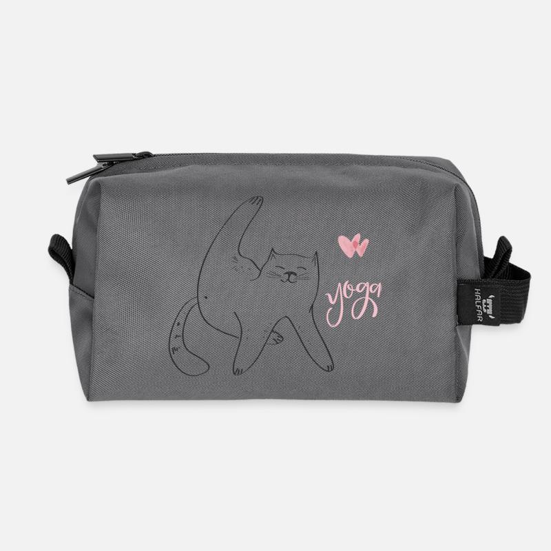 Yoga cat - Recycelte Kulturtasche - Anthrazit