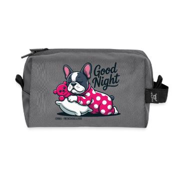  Good Night Emma French Bulldog Schlafende - Recycelte Kulturtasche - Anthrazit - Vorne
