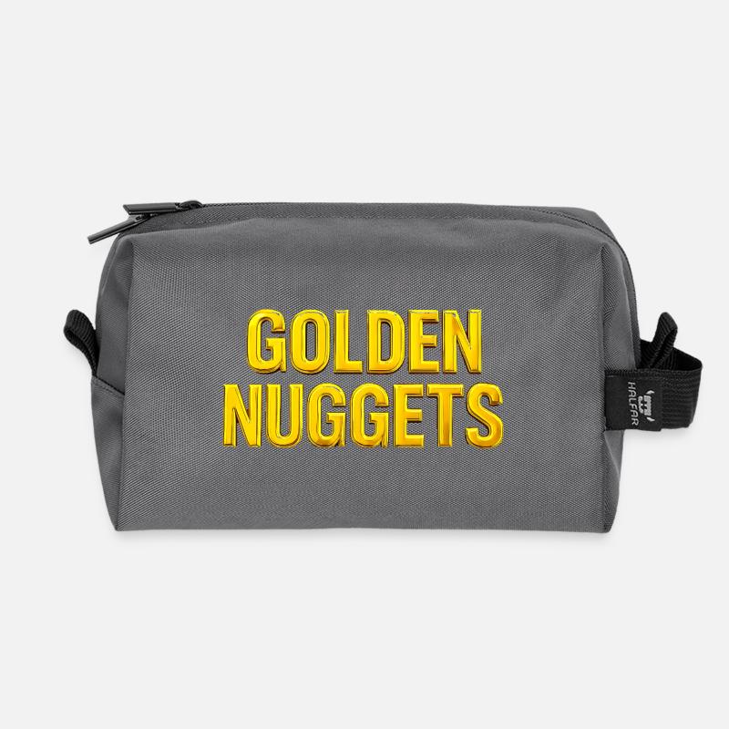 Gold Nuggets 3D Text - Recycled Toiletry Zip Bag - anthracite