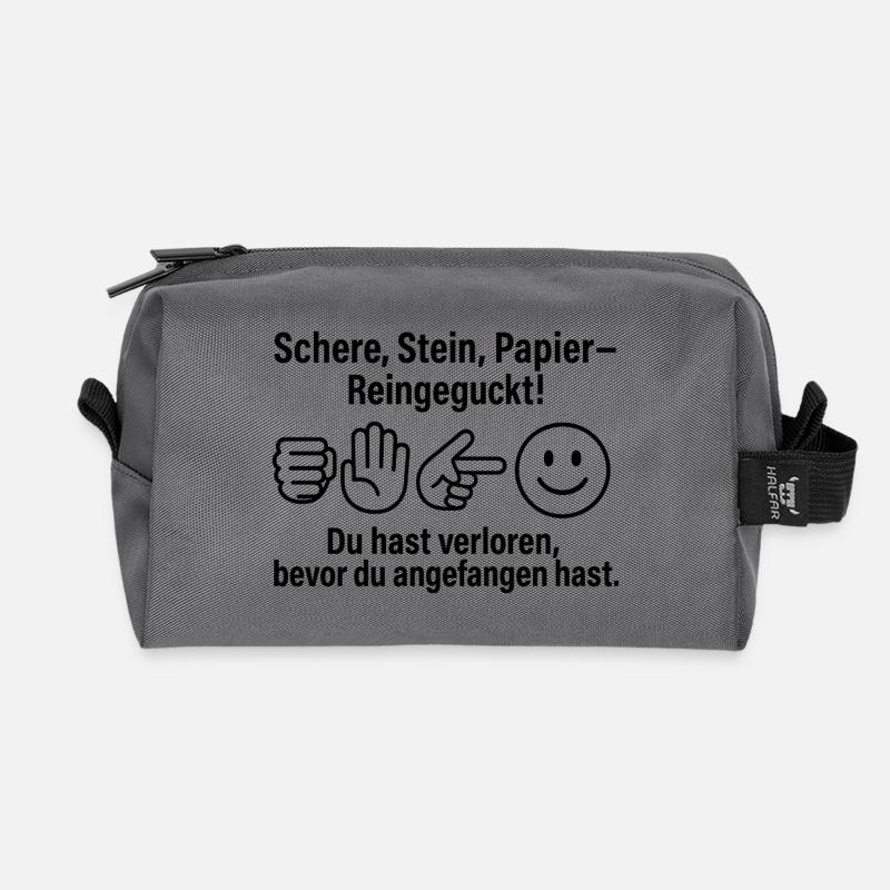 Reingeckt: Schere Stein Papier - Recycelte Kulturtasche - Anthrazit