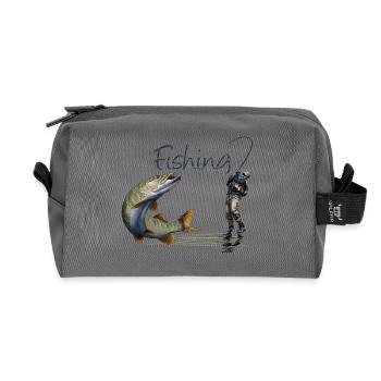 Fishing - Recycled Toiletry Zip Bag - anthracite - Front