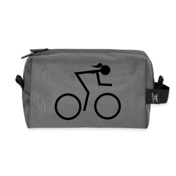 racing_bike_girl - Recycled Toiletry Zip Bag - anthracite - Front