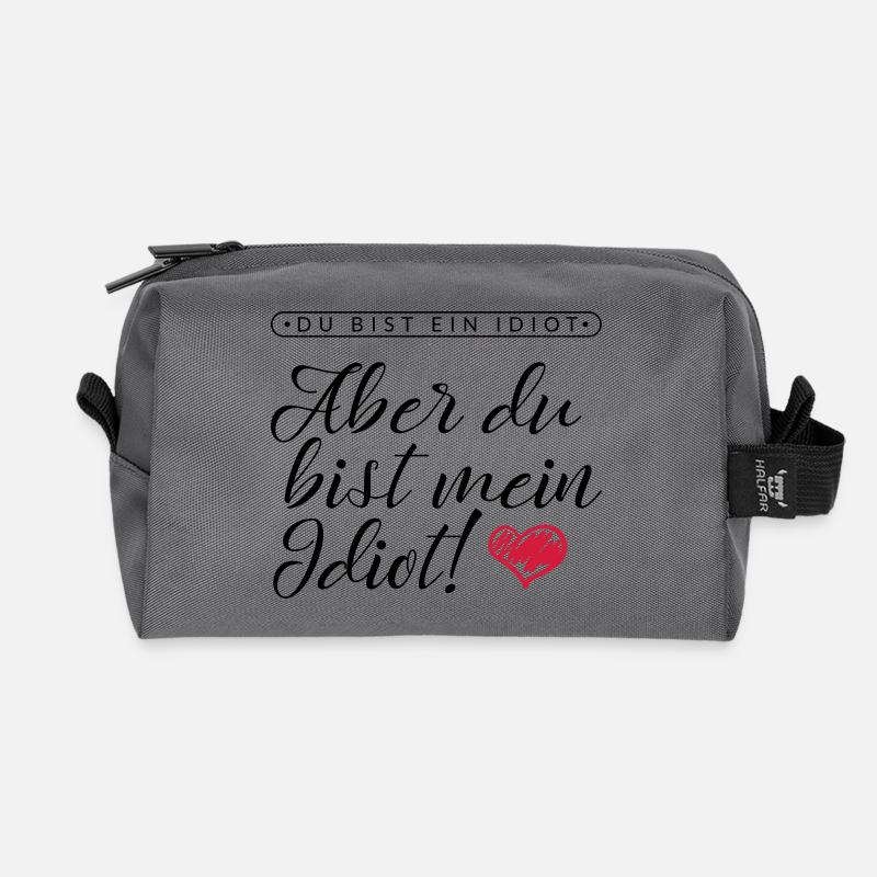 LIEBE / VALENTINSTAG: Mein Idiot - Recycelte Kulturtasche - Anthrazit