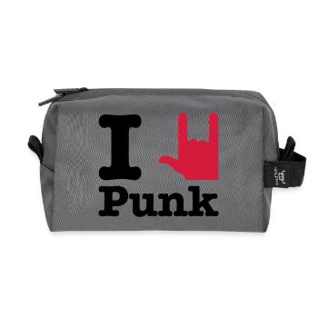 i love punk - Recycled Toiletry Zip Bag - anthracite - Front