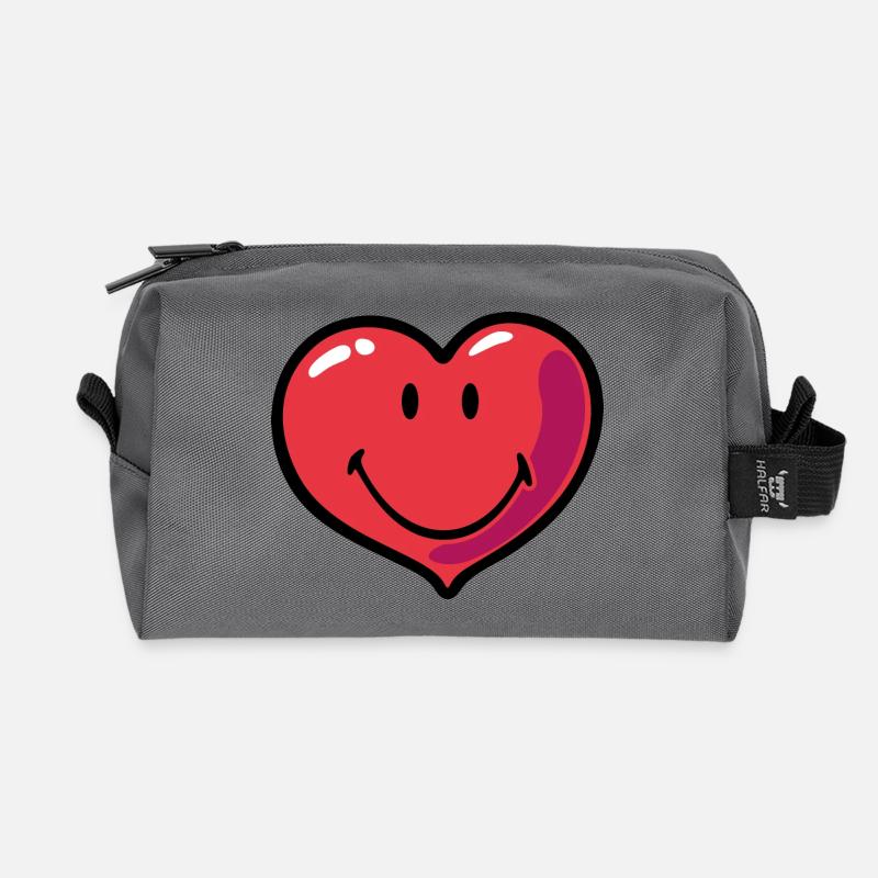 Smiley heart - Recycelte Kulturtasche - Anthrazit