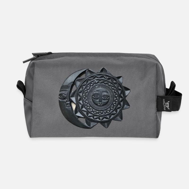 Sonne und Mond der Inka - Recycelte Kulturtasche - Anthrazit