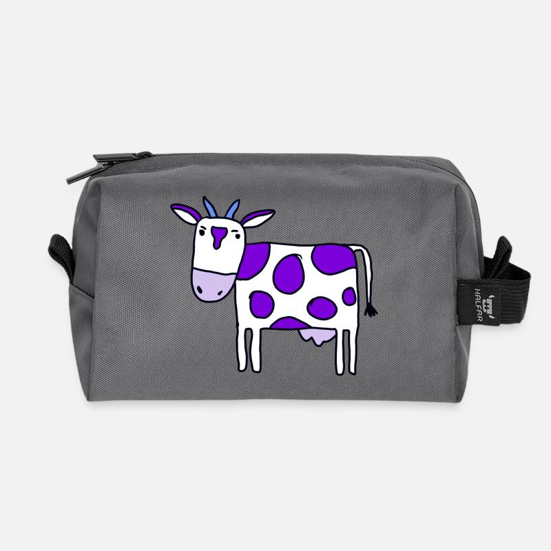 Lila Flecken Kuh Illustration - Recycelte Kulturtasche - Anthrazit