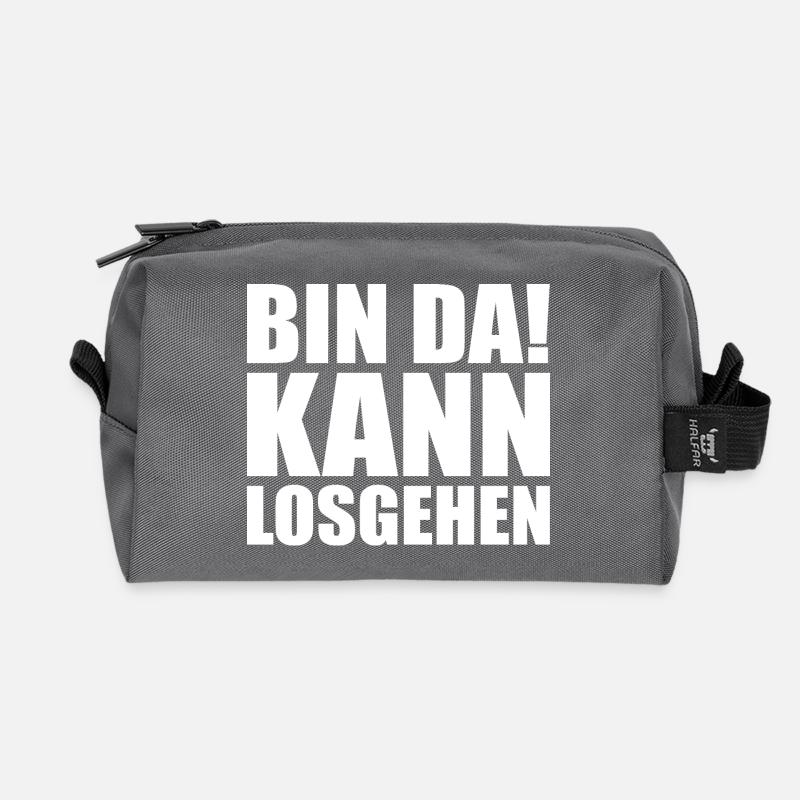 Bin da kann losgehen - Recycelte Kulturtasche - Anthrazit