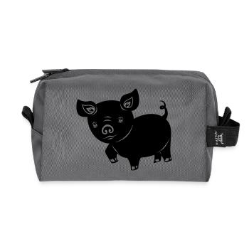 Logo du porcelet de porc Image de l’ombre - Trousse de toilette en tissu recyclé - anthracite - Devant