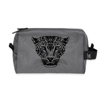 Leopard / Kopf - Recycelte Kulturtasche - Anthrazit - Vorne