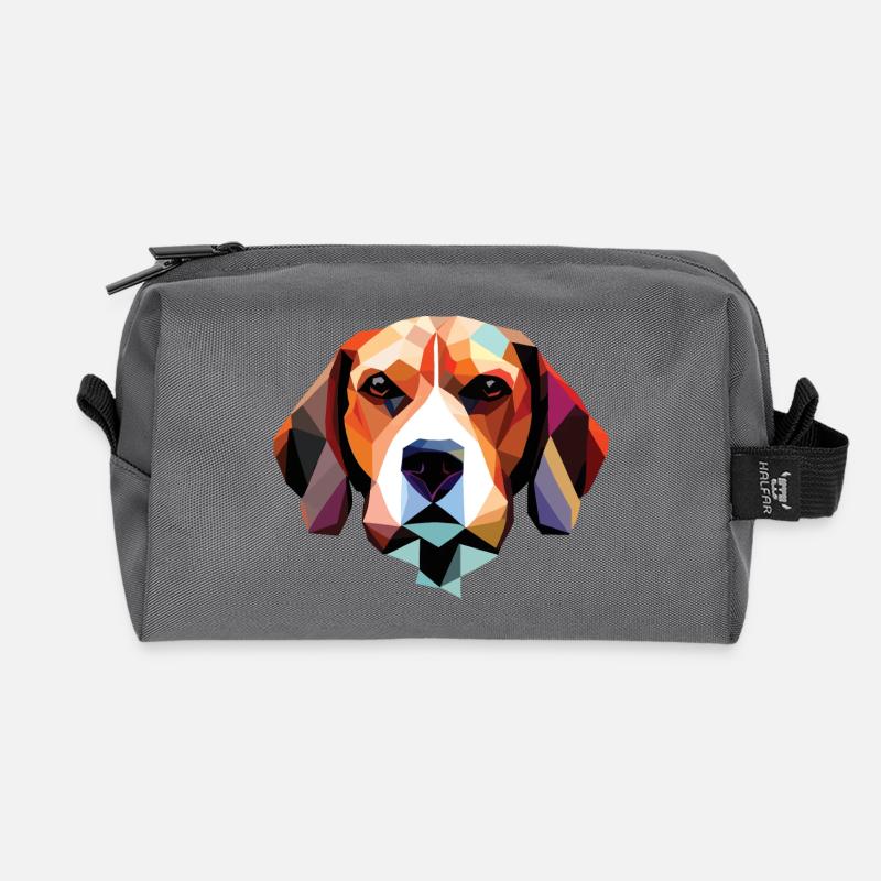 Beagle Hund Polygon - Recycelte Kulturtasche - Anthrazit