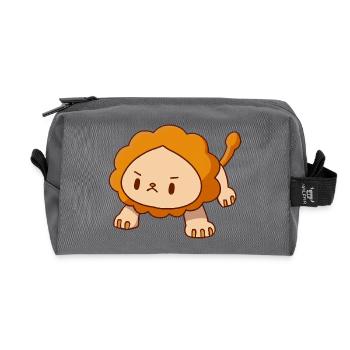 lion pushups push-ups kawaii angry - Recycled Toiletry Zip Bag - anthracite - Front