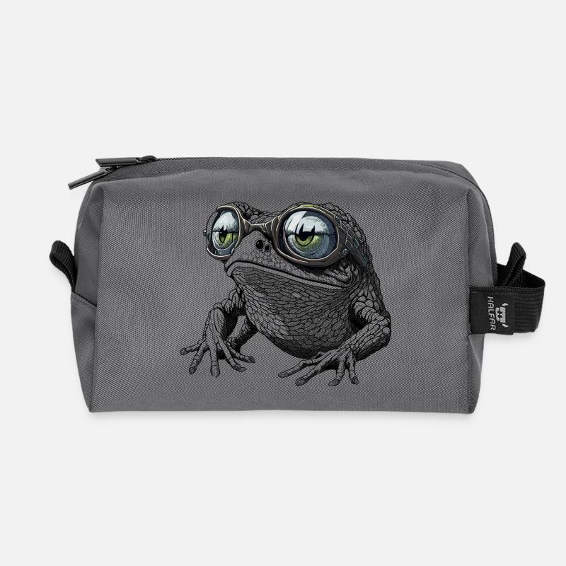 Cooler Frosch mit Sonnenbrille - Recycelte Kulturtasche - Anthrazit