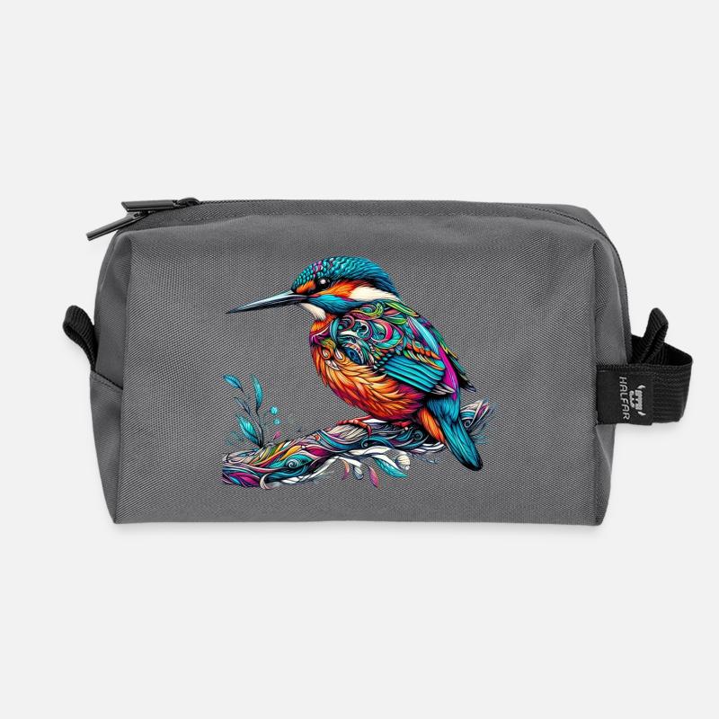 Eisvogel - Recycelte Kulturtasche - Anthrazit