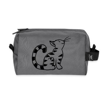Cartoon Kitten - Recycled Toiletry Zip Bag - anthracite - Front