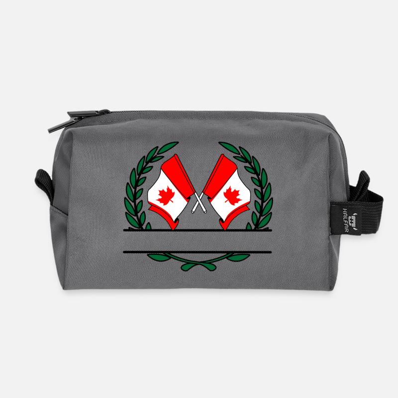 Bannière de couronne de laurier de Drapeaux Canada - Trousse de toilette en tissu recyclé - anthracite