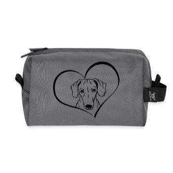 Teckel dans le cœur - Trousse de toilette en tissu recyclé - anthracite - Devant