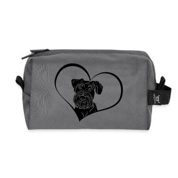 Middle schnauzer in the heart - Recycled Toiletry Zip Bag - anthracite - Front