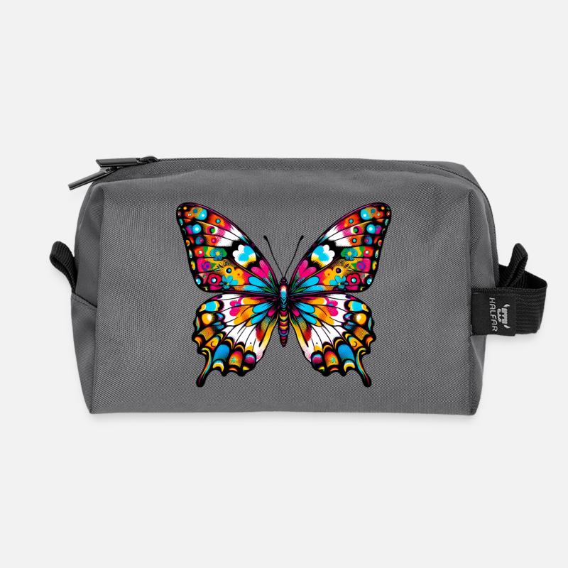Schmetterling - Recycelte Kulturtasche - Anthrazit