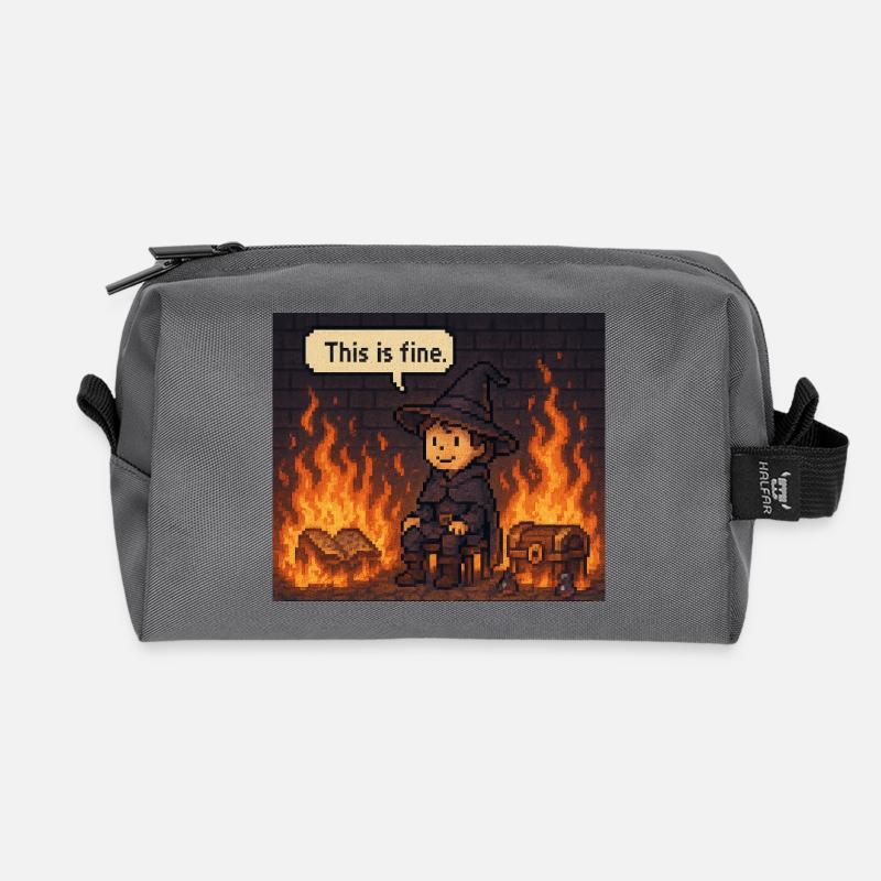 This Is Fine - Recycelte Kulturtasche - Anthrazit