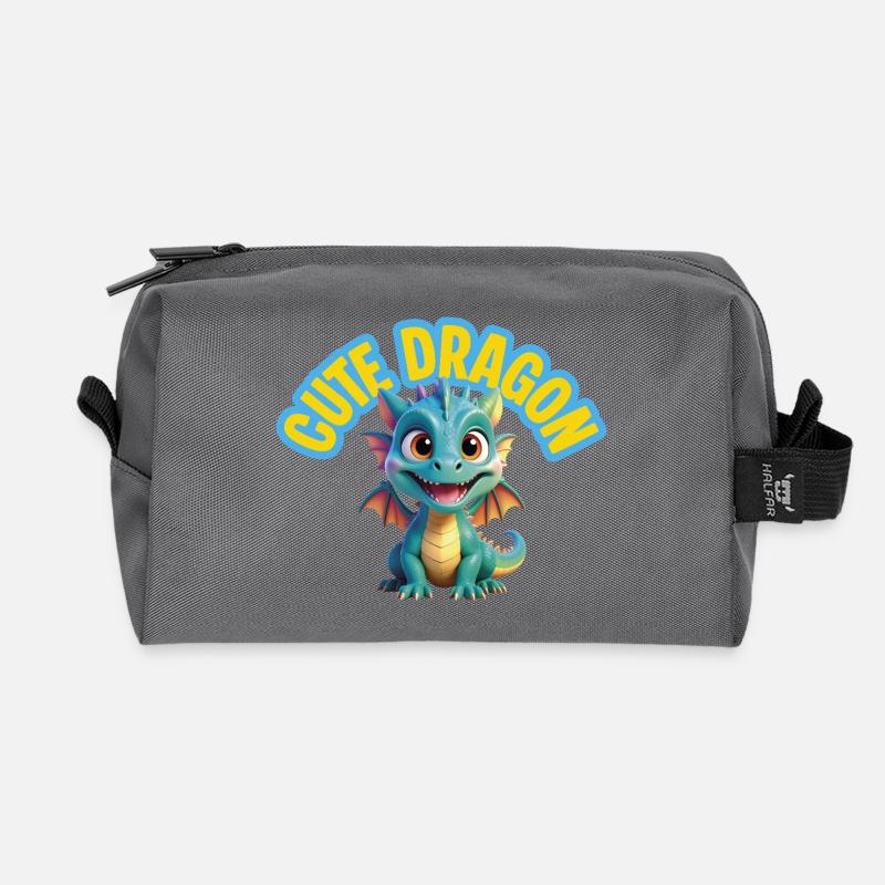Cute Dragon - Recycled Toiletry Zip Bag - anthracite