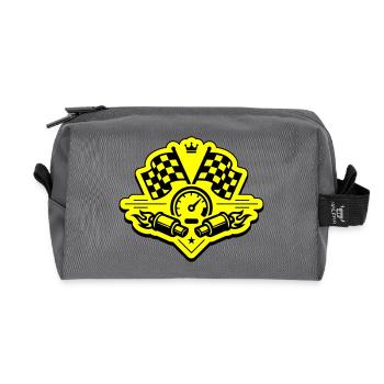 Racing Rennflagge Auspuff Tacho - Recycelte Kulturtasche - Anthrazit - Vorne